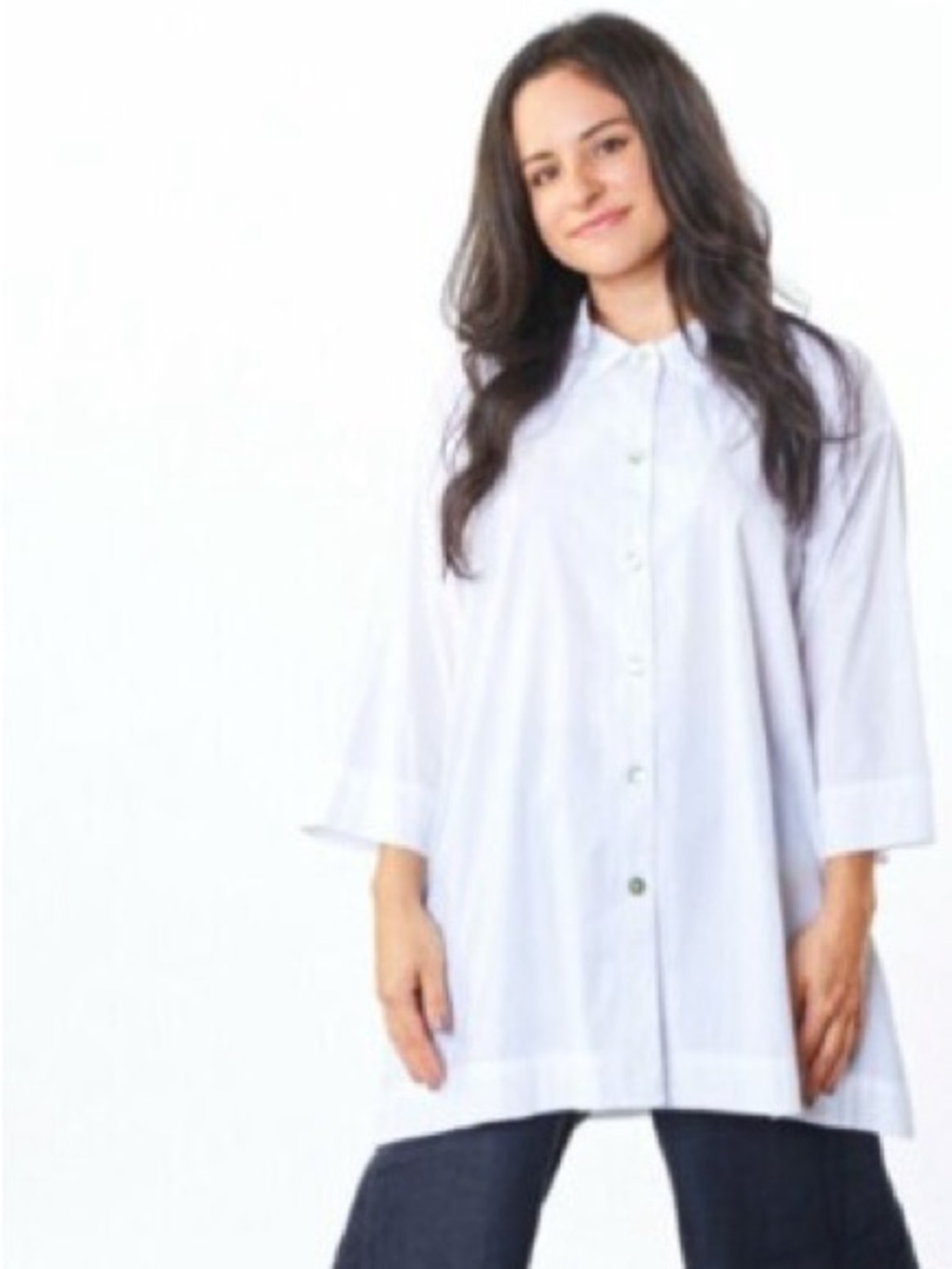 NWT bryn Walker Gordon Oversized White Button-Up Tunic Size M Lagenlook